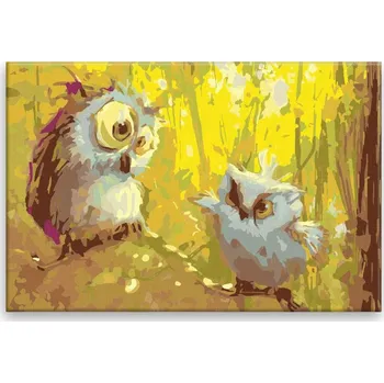 Dětské zboží Malování podle čísel - Soví pohádka - 60x40 cm, bez dřevěného rámu - CZ výroba
