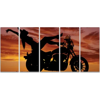 Obraz Malvis ® Sexy žena na motorce Velikost (šířka x výška): pětidílný obdélník - 100x45 cm