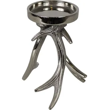 Svícen Stříbrný kovový svícen Austin s parohy - 11,5*11,5*19cm