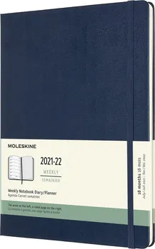 Diář Moleskine Zápisník plánovací 18měsíční XL týdenní 2021/2022 modrý