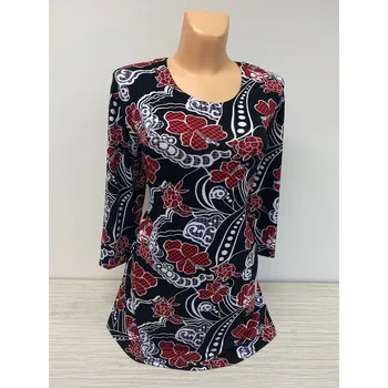 Dámská tunika Halenka černá s červenou DUTOPA, Barva Černá, Velikost XXL 48, Materiál 96% Viskoza 4% Lycra