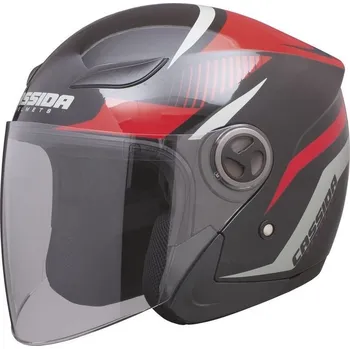 Auto-moto Cassida Reflex černá červená šedá otevřená přilba na motorku S (55-56)