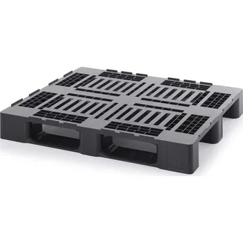 paleta Víceúčelová plastová paleta 1200 x 1000 mm, děrovaná, černá, na ližinách