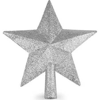 Vánoční dekorace Prima-obchod vánoční hvězda na stromeček s glitry 1 stříbrná