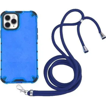 Pouzdro na mobilní telefon Nárazuvzdorný kryt se strukturou včelí plástve a šňůrkou pro iPhone 11 Pro - modrý