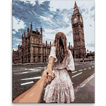 Malování podle čísel - Víkend v Londýně - 40x50 cm, bez dřevěného rámu - CZ výroba