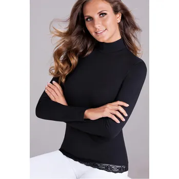 Dámské tričko Glara Bavlněný krajkový rolák s dlouhým rukávem 709031