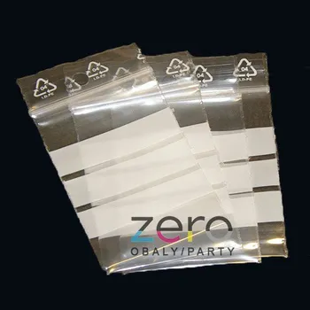 Obalový materiál Sáček rychlouzavírací (se zipem) 7x10 cm (50 µm) + 3 bílé pruhy