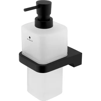 Dávkovač mýdla Nástěnný dávkovač tekutého mýdla matné sklo a černý kov, pumpa mosaz NIMCO MAYA černá MAC 29031H-T-90 Nimco