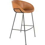 Hnědá koženková barová židle ZUIVER FESTON 76 cm