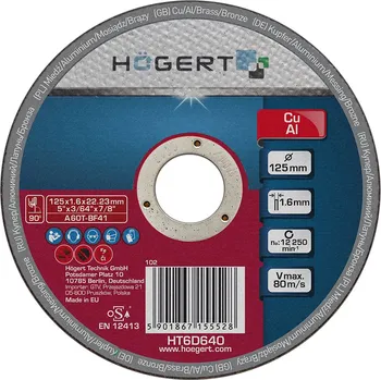 Brusný kotouč Korundový kotouč pro řezání barevných kovů HOGERT HT6D640