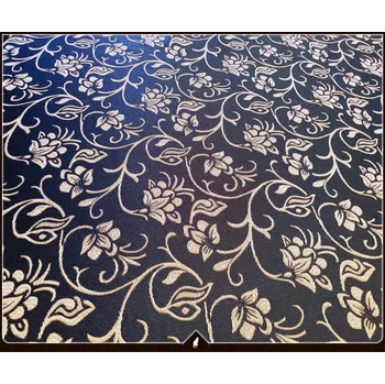 Dekorační látka Rita modrá - závěs metrážový, šířka 150 cm. (Prvotřídní kvalita !!! Tmavě modrá - zlaté květiny.)