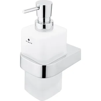 Dávkovač mýdla Nástěnný dávkovač tekutého mýdla hranatý, matné sklo a chrom, pumpa mosaz NIMCO NIKAU NK 30031H-T-26 Nimco