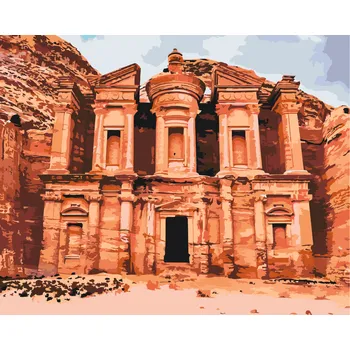 Malování podle čísel - Petra, město v Jordánsku Velikost: 40x50cm, Rámování: Pouze srolované plátno