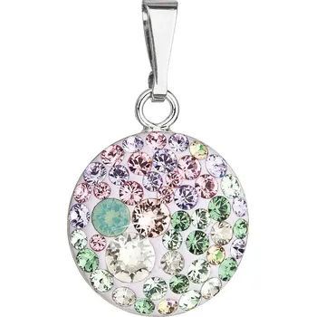 Přívěsek Stříbrný přívěsek s krystaly Swarovski mix barev kulatý 34225.3 sakura
