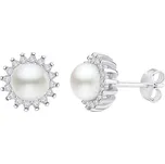 Decentní stříbrné náušnice VERA s přírodní bílou perlou a s puzetou LPS1166EP