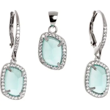 Souprava šperků Stříbrná souprava se zelenými zirkony 59723F