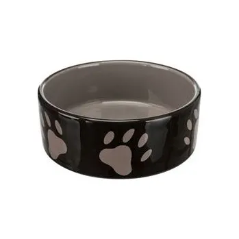 Miska pro psa Miska keramická pes Hnědá/tm.šedá s tlapka 0,3l 12cm