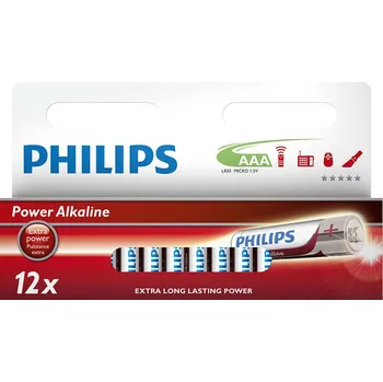 Článková baterie Philips Power Alkaline AAA 12ks LR03P12W/10