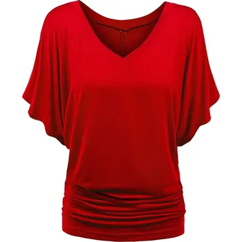 Dámské tričko Dámské tričko / tunika s krátkým rukávem, S-5XL Varianta: Červená, Velikost: XXXXXL