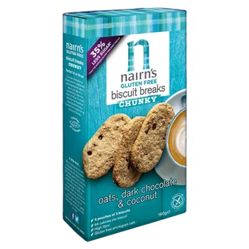 Cukrovinka Nairn's Ovesné sušenky s hořkou čokoládou a kokosem 160 g