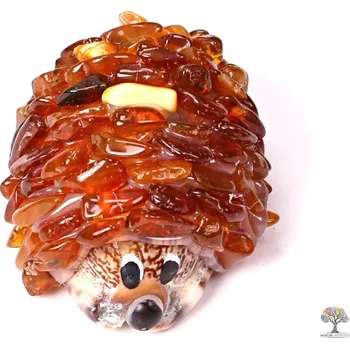 Drahý kámen Magieprirody.cz Jantarový ježek - jantar na mušli #ZB78