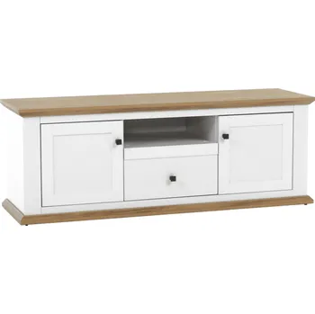 Obývací pokoj Tempo Kondela RTV stolek MZ15, bílá/dub grand, LEON