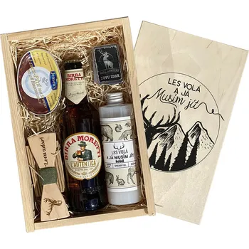 Dárkový potravinový koš Dárková dřevěná bedna malá – Les volají a já musím jít