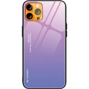 Pouzdro na mobilní telefon Kryt se skleněnou zadní stranou pro iPhone 13 Pro - růžovofialový