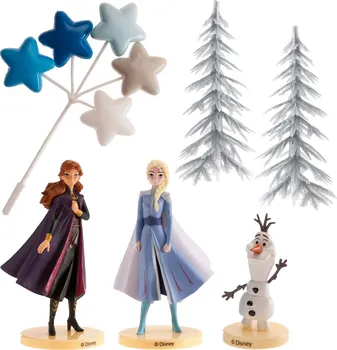 Party dekorace Dekora Figurky na dort Frozen Elsa, Anna, Olaf, stromy a hvězdy