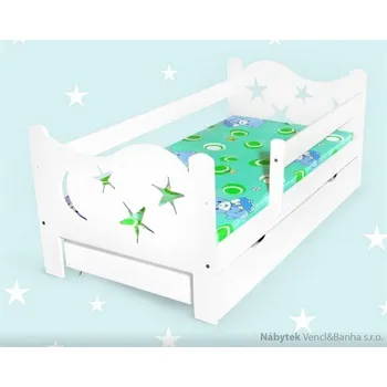 Dětská postel Dětská dřevěná postel s úložným prostorem, zábranou, roštem a matrací Mixdre bílá