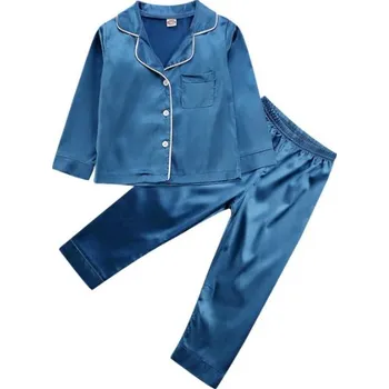 Dívčí pyžamo Čína Hedvábná saténová dívčí pyžámka Barva: modrá, Velikost: 4-5 let