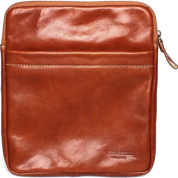 Kožená středně velká světlehnědá crossbody taška Vera Pelle no. 82