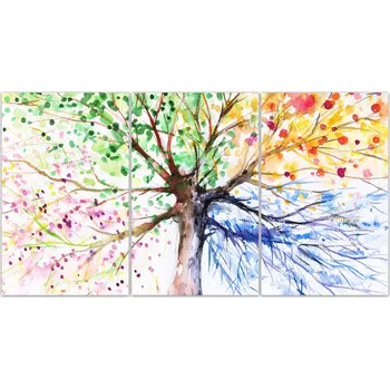Obraz Malvis ® Obraz malovaný strom ročních období Velikost (šířka x výška): pětidílný obdélník - 100x45 cm