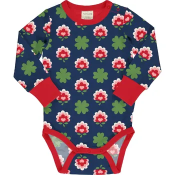 Kojenecký body Dětské body s dlouhým rukávem Kytičky a čtyřlístky Maxomorra Velikost: 86/92