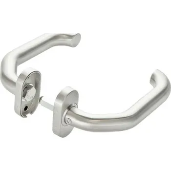 brána Feldmann 203-VA-F-L - nerezová klika s oválnou rozetou, s pevnou levou stranou, pro křídlové branky a dveře