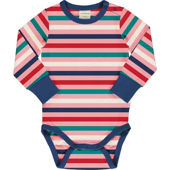 Kojenecký body Dětské body s dlouhým rukávem Růžové pruhy Maxomorra Velikost: 74/80