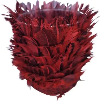 Svícen Skleněný svícen s vínovými peříčky Tommi – Ø 7*9 cm