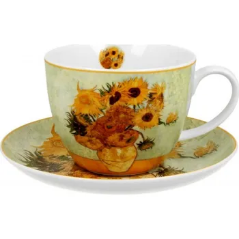 DUO Gifts DG - Porcelánový šálek s podšálkem V. van Gogh SLUNEČNICE v dárkové krabičce - 470 ml