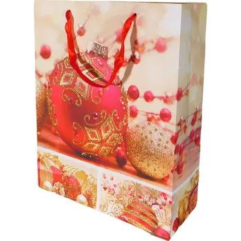 Dárková taška Dárková taška střední vánoční se třpytkami (0084A)