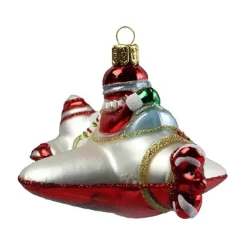 Skleněný Mikuláš s letadlem