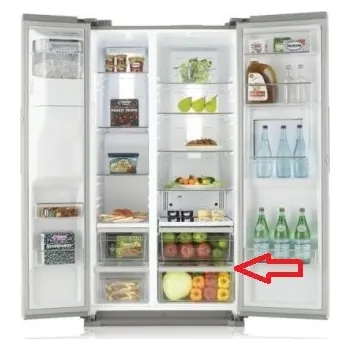 Kuchyňský spotřebič Samsung DA97-12806A 6. police plastová z vrchu v pravé části chladničky pro americkou lednici