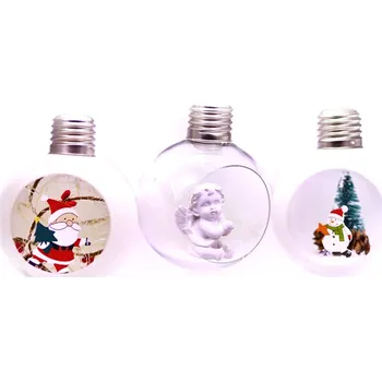 Vánoční ozdoba Vánoční baňky s LED osvětlením a postavičkami uvnitř – 3 kusy