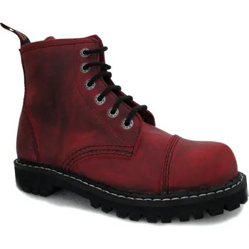 Moto obuv boty kožené KMM 6 dírkové crazy červené Velikost: 41