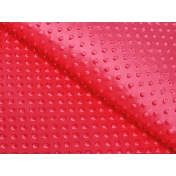 Dětská látka Minky 3D puntíky MKP-019 Jahodová červená - šířka 150 cm