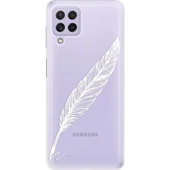 Pouzdro na mobilní telefon Odolné silikonové pouzdro iSaprio - Writing By Feather - white - Samsung Galaxy A22