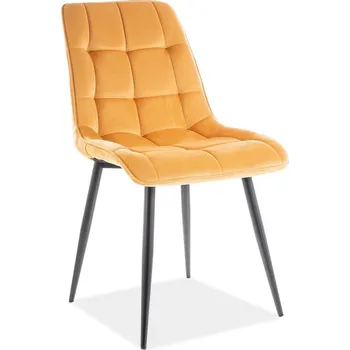 Jídelní židle Nábytek Pyramida, s.r.o. Jídelní čalouněná židle SIK VELVET žlutá curry/černá