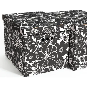 Úložný box Dekorativní krabice černé máky, sléz XL úložný box, velikost 42x32x32cm (Krabice ERKAR je vyrobena z pevné lepenky a hodí se ideálně k přechovávání různých předmětů jako je oblečení, hračky, knihy a jiné drobnosti. Díky dekorativnímu potisku může být na o