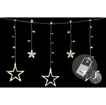Vánoční dekorace Vánoční LED řetěz - hvězdy, 0,6 m, 61 LED, teple bílé