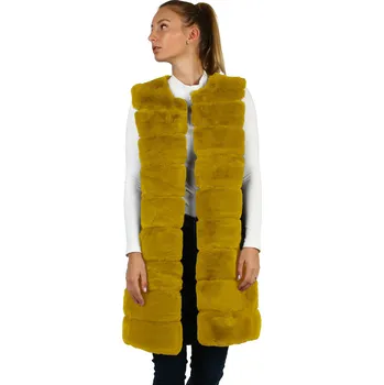 Dámská vesta Glara Dlouhá prošívaná kožešinová vesta 729787